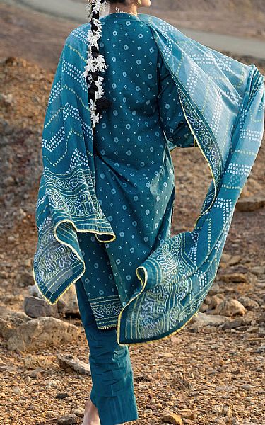 Gul Ahmed Teal Blue Lawn Suit | Pakistani Lawn Dress in USA- Image 2
