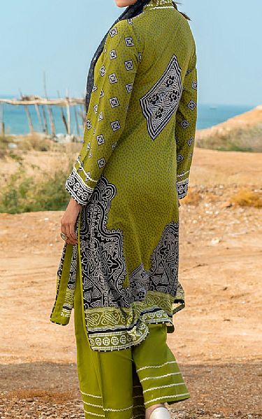 Gul Ahmed Olive Green Lawn Suit | Pakistani Lawn Dress in USA- Image 2