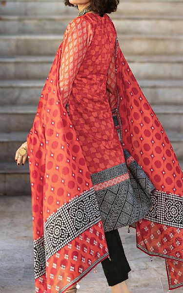 Gul Ahmed Black/Coral Lawn Suit | Pakistani Lawn Dress in USA- Image 2