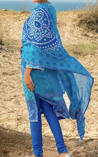 Gul Ahmed Turquoise Lawn Suit | Pakistani Lawn Dress in USA- Image 2