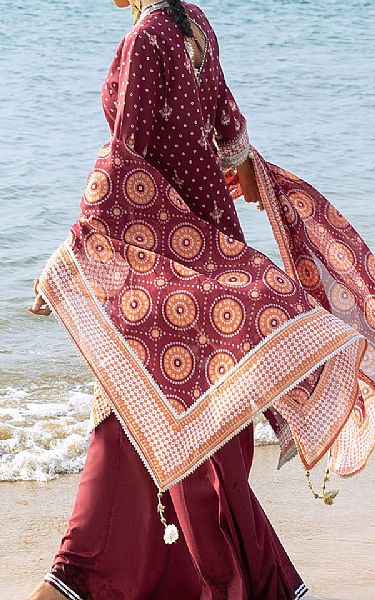 Gul Ahmed Wine Lawn Suit | Pakistani Lawn Dress in USA- Image 2