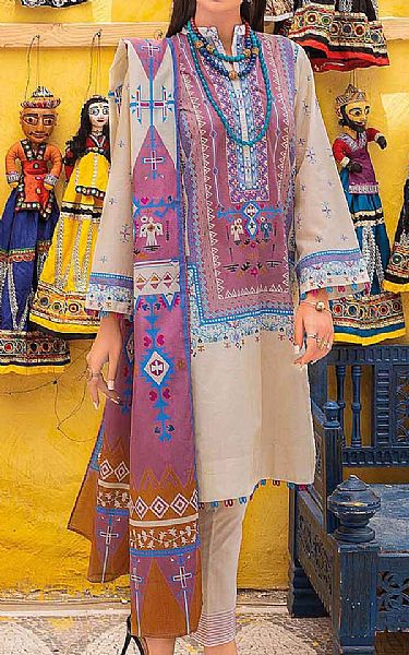 Gul Ahmed Beige/Tea Rose Lawn Suit | Pakistani Dresses in USA- Image 1