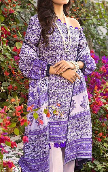 Gul Ahmed Iris Purple Lawn Suit | Pakistani Dresses in USA- Image 2