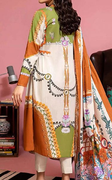 Gul Ahmed Parrot Green/White Lawn Suit | Pakistani Dresses in USA- Image 2