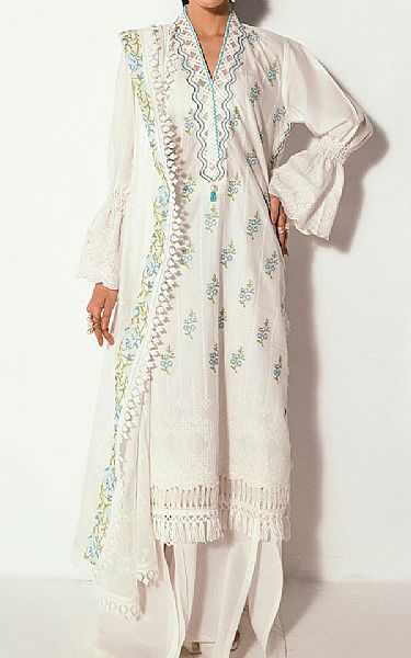 Gul Ahmed White Lawn Suit | Pakistani Lawn Dress in USA- Image 1