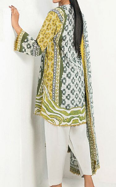 Gul Ahmed Green/Off White Lawn Suit | Pakistani Lawn Dress in USA- Image 2