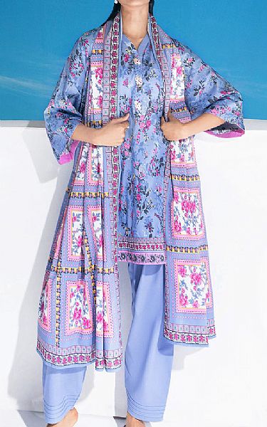 Gul Ahmed Carolina Blue Lawn Suit | Pakistani Lawn Dress in USA- Image 1