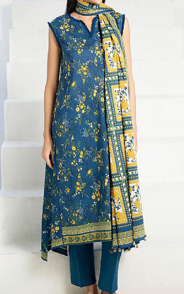 Gul Ahmed Denim Blue Lawn Suit | Pakistani Lawn Dress in USA- Image 1