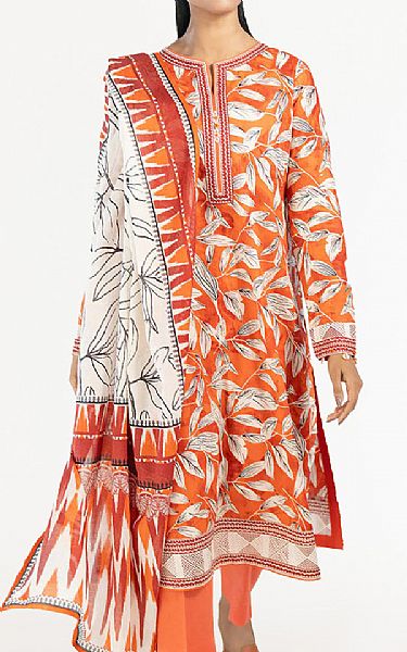 Gul Ahmed Orange Lawn Suit | Pakistani Lawn Dress in USA- Image 1