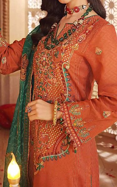 Gul Ahmed Rust Lawn Suit | Pakistani Dresses in USA- Image 2