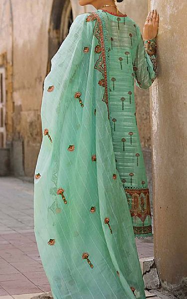 Gul Ahmed Light Turquoise Chiffon Suit | Pakistani Embroidered Chiffon Dresses- Image 2