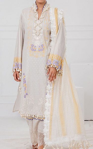 Gul Ahmed Ivory Lawn Suit | Pakistani Lawn Dress in USA- Image 1