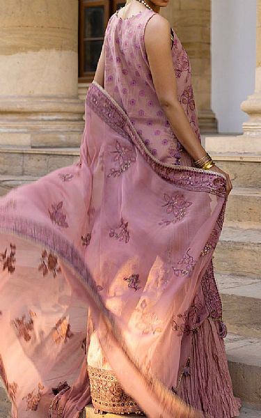 Gul Ahmed Tea Pink Mehsuri Suit | Pakistani Embroidered Chiffon Dresses USA- Image 2