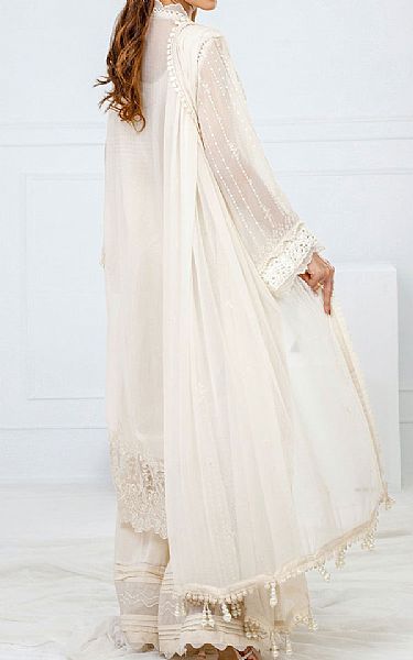 Gul Ahmed Off-white Chiffon Suit | Pakistani Embroidered Chiffon Dresses USA- Image 2