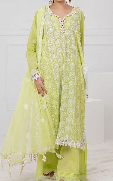 Gul Ahmed Lime Green Lawn Suit | Pakistani Lawn Dress in USA- Image 1
