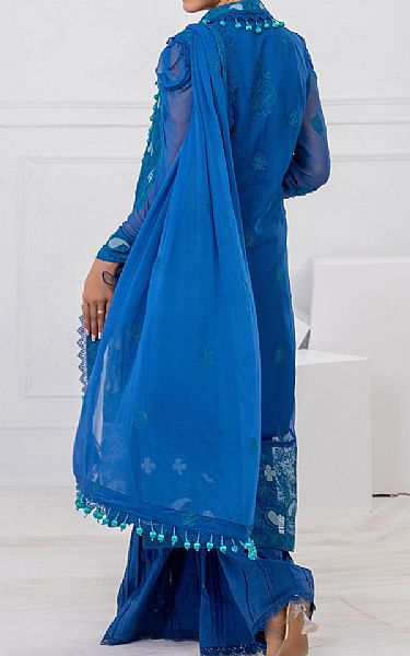 Gul Ahmed Royal Blue Chiffon Suit | Pakistani Embroidered Chiffon Dresses USA- Image 2