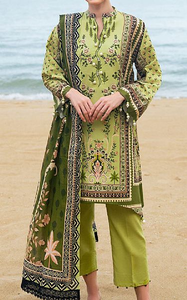 Gul Ahmed Light Olive Lawn Suit | Pakistani Lawn Dress in USA- Image 1