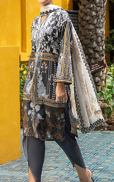 Gul Ahmed Charcoal Grey Lawn Suit | Pakistani Lawn Dress in USA- Image 2