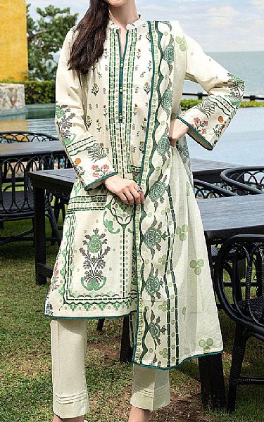 Gul Ahmed Off White Lawn Suit | Pakistani Lawn Dress in USA- Image 1