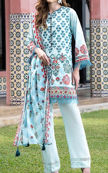 Gul Ahmed Pale Blue Lawn Suit | Pakistani Lawn Dress in USA- Image 1