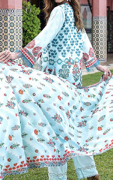 Gul Ahmed Pale Blue Lawn Suit | Pakistani Lawn Dress in USA- Image 2