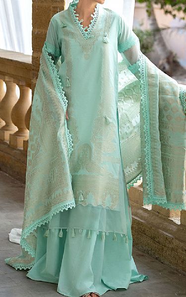 Gul Ahmed Aqua Jacquard Suit | Pakistani Lawn Dress in USA- Image 1