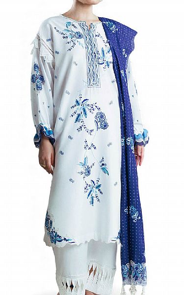 Gul Ahmed Off-white Lawn Suit | Pakistani Lawn Dress in USA- Image 1