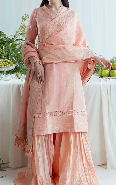 Gul Ahmed Oyster Pink Jacquard Suit | Pakistani Lawn Dress in USA- Image 1