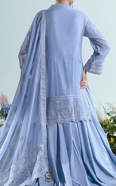 Gul Ahmed Cornflower Blue Cotton Net Suit | Pakistani Lawn Dress in USA- Image 2