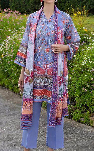 Gul Ahmed Pastel Blue Lawn Suit | Pakistani Lawn Dress in USA- Image 1