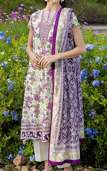 Gul Ahmed Off White Lawn Suit | Pakistani Lawn Dress in USA- Image 1