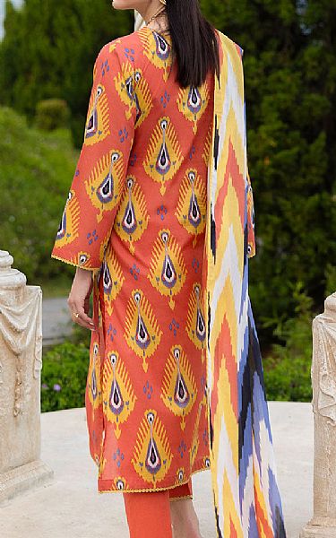 Gul Ahmed Dark Coral Lawn Suit | Pakistani Lawn Dress in USA- Image 2