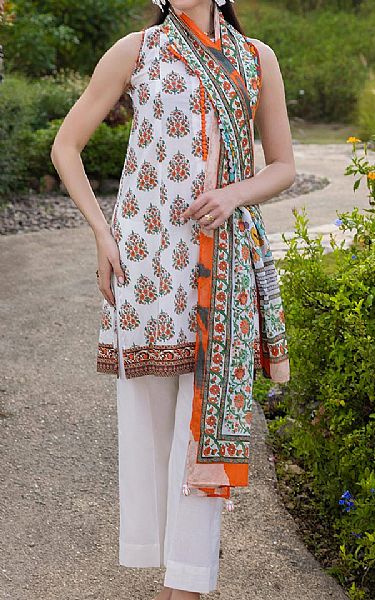 Gul Ahmed Off White Lawn Suit | Pakistani Lawn Dress in USA- Image 1