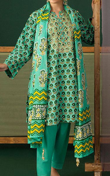 Gul Ahmed Sea Green Lawn Suit | Pakistani Lawn Dress in USA- Image 1