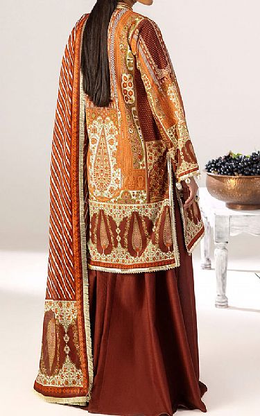 Gul Ahmed Sanguine Brown Lawn Suit | Pakistani Lawn Dress in USA- Image 2
