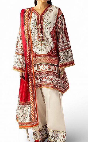 Gul Ahmed Off White Lawn Suit | Pakistani Lawn Dress in USA- Image 1