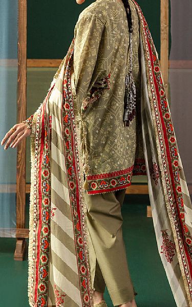 Gul Ahmed Dark Beige Lawn Suit | Pakistani Lawn Dress in USA- Image 2