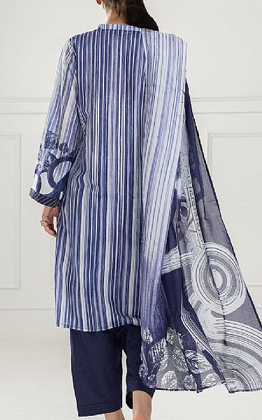 Gul Ahmed Navy Blue/Off White Lawn Suit | Pakistani Lawn Dress in USA- Image 2