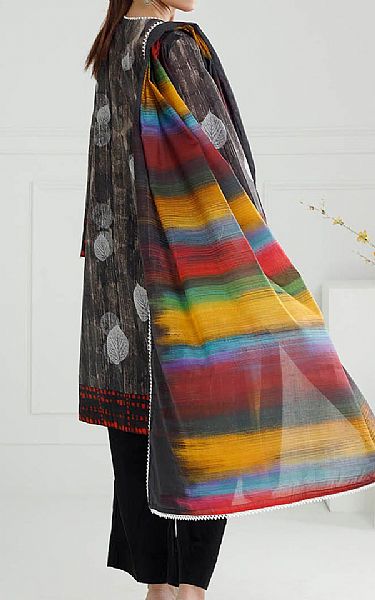 Gul Ahmed Charcoal Grey Lawn Suit | Pakistani Lawn Dress in USA- Image 2