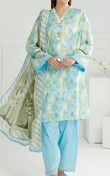 Gul Ahmed Aqua/Green Mist Lawn Suit | Pakistani Lawn Dress in USA- Image 1