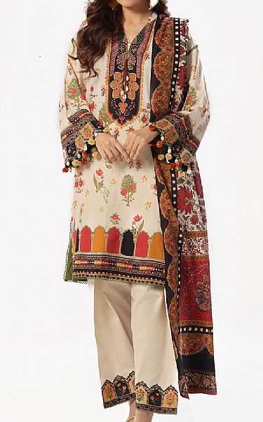 Gul Ahmed Ivory Lawn Suit | Pakistani Lawn Dress in USA- Image 1