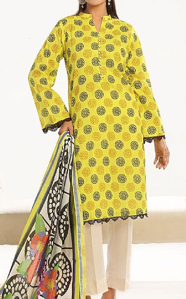 Gul Ahmed Dull Yellow Lawn Suit | Pakistani Lawn Dress in USA- Image 1