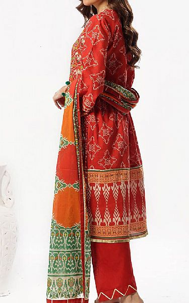 Gul Ahmed Red Lawn Suit | Pakistani Lawn Dress in USA- Image 2