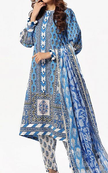 Gul Ahmed Celestial Blue Lawn Suit | Pakistani Lawn Dress in USA- Image 1