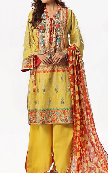 Gul Ahmed Yellow Lawn Suit | Pakistani Lawn Dress in USA- Image 1