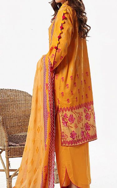 Gul Ahmed Cadmium Orange Lawn Suit | Pakistani Lawn Dress in USA- Image 2