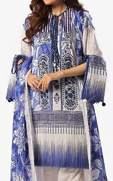 Gul Ahmed Off White/Purple Lawn Suit | Pakistani Lawn Dress in USA- Image 2
