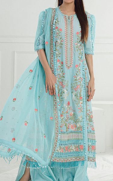 Gul Ahmed Sky Blue Lawn Suit | Pakistani Lawn Dress in USA- Image 1
