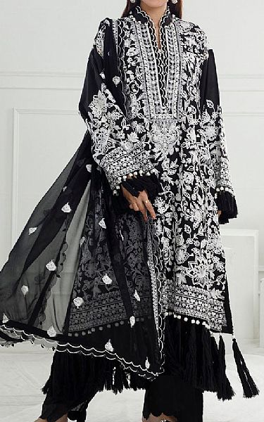 Gul Ahmed Black/Off White Lawn Suit | Pakistani Lawn Dress in USA- Image 1