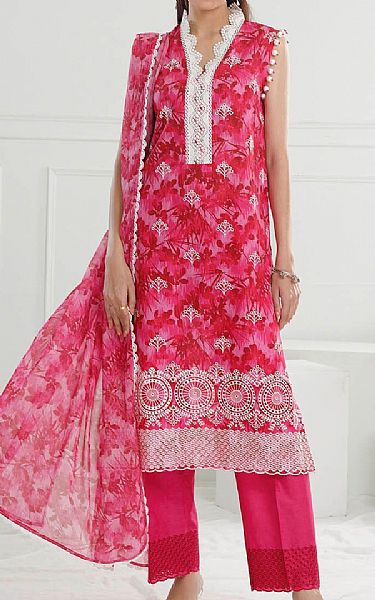 Gul Ahmed Raspberry Pink Lawn Suit | Pakistani Lawn Dress in USA- Image 1